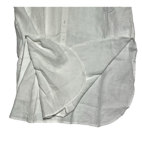 J Crew Tunic Shirt Dress in Linen Medium White Midi Button Up Coastal Breezy - Picture 5 of 9